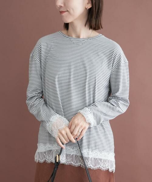URBAN RESEARCH ITEMS / アーバンリサーチ アイテムズ Tシャツ | レース切替ロングTシャツ | 詳細22