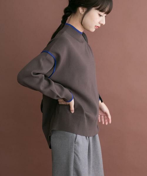 URBAN RESEARCH ITEMS / アーバンリサーチ アイテムズ ニット・セーター | バイカラーハイネックニット(モカ)
