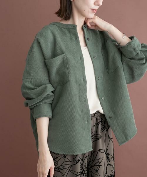 URBAN RESEARCH ITEMS / アーバンリサーチ アイテムズ シャツ・ブラウス | コーデュロイポケットシャツ（グリーン）