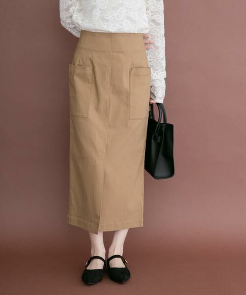 URBAN RESEARCH ITEMS / アーバンリサーチ アイテムズ ミニ・ひざ丈スカート | ストレッチタイトスカート（キャメル）