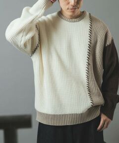 URBAN RESEARCH ITEMS / アーバンリサーチ アイテムズ ニット・セーター | ブランケットステッチ パッチワークニット