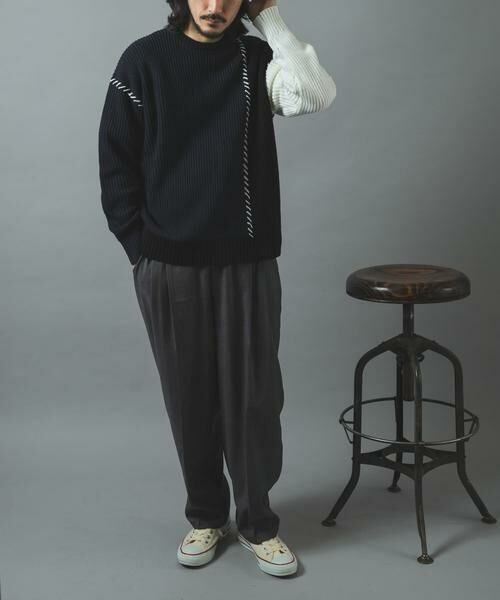 URBAN RESEARCH ITEMS / アーバンリサーチ アイテムズ ニット・セーター | ブランケットステッチ パッチワークニット | 詳細5