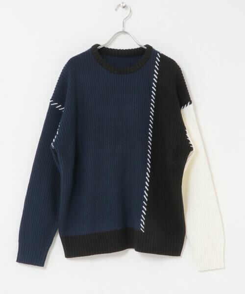 URBAN RESEARCH ITEMS / アーバンリサーチ アイテムズ ニット・セーター | ブランケットステッチ パッチワークニット | 詳細6