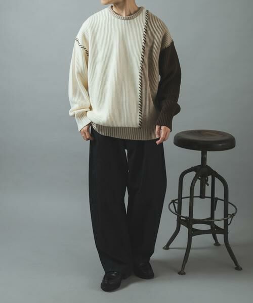 URBAN RESEARCH ITEMS / アーバンリサーチ アイテムズ ニット・セーター | ブランケットステッチ パッチワークニット | 詳細13