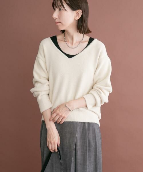 URBAN RESEARCH ITEMS / アーバンリサーチ アイテムズ ニット・セーター | シャギーVネックニット(オフホワイト)