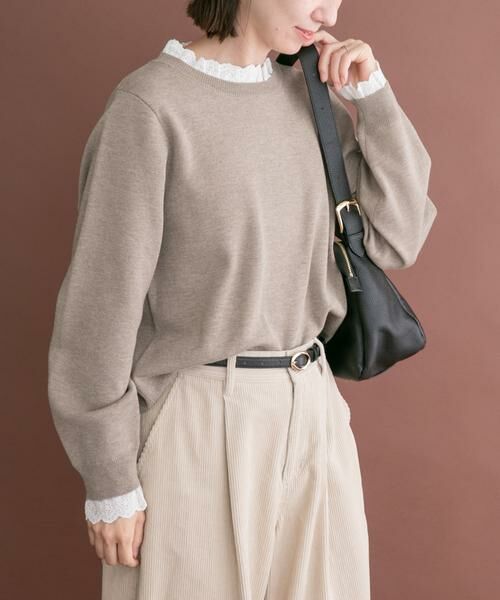 URBAN RESEARCH ITEMS / アーバンリサーチ アイテムズ ニット・セーター | ミラノリブフリルドッキングニット(ベージュ系その他)