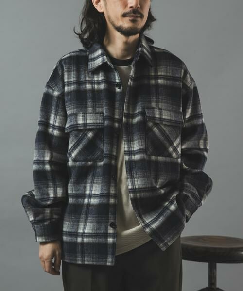 URBAN RESEARCH ITEMS / アーバンリサーチ アイテムズ その他アウター | シャギーチェック CPO シャツジャケット（ネイビー）