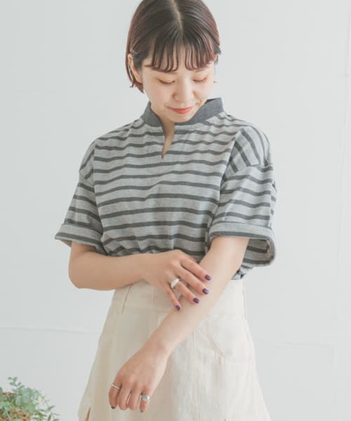 ＊＊URBAN RESEARCH ITEMS / アーバンリサーチ アイテムズ Tシャツ | スキッパーボーダーカットソー（CHA）