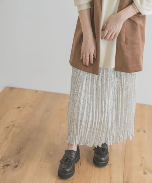 ＊＊URBAN RESEARCH ITEMS / アーバンリサーチ アイテムズ スカート | ドットクリンクルプリーツスカート（WHT）