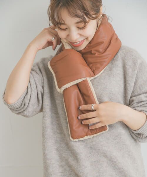 ＊＊URBAN RESEARCH ITEMS / アーバンリサーチ アイテムズ マフラー・ショール・スヌード・ストール | フェイクレザー×ボアティペット（BRN）
