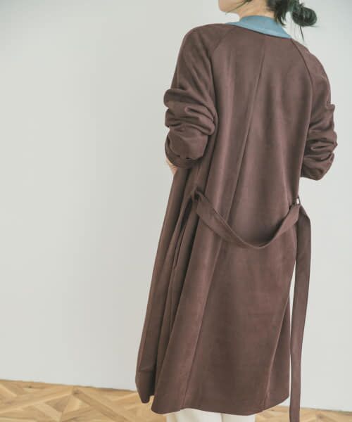 ガウンコート　スエードコート　スエード　コート　ブラウン　茶色　FA-251共 ガウンコート スエードコート スエード コート ブラウン 茶色 FA