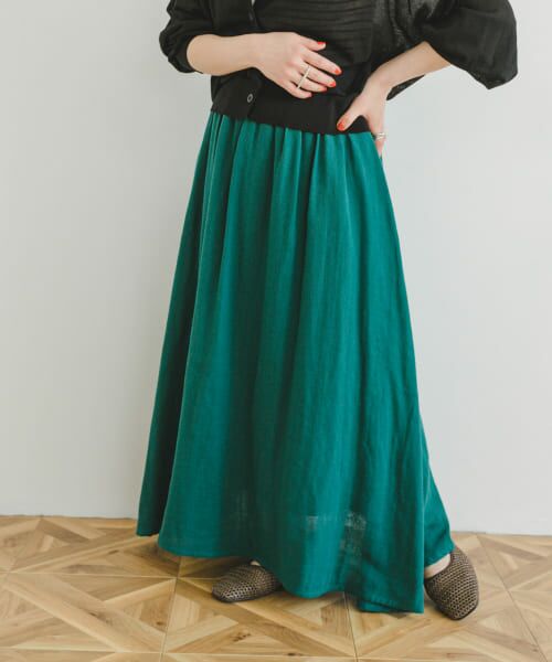 ＊＊URBAN RESEARCH ITEMS / アーバンリサーチ アイテムズ スカート | ガーゼギャザースカート（GRN）