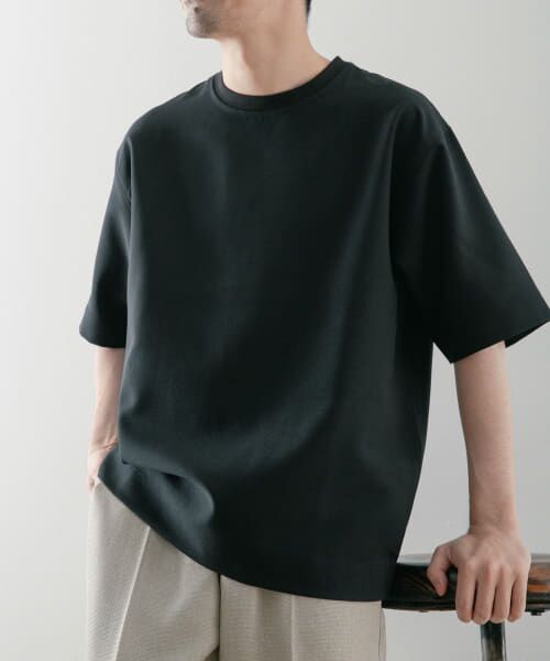 ＊＊URBAN RESEARCH ITEMS / アーバンリサーチ アイテムズ Tシャツ | 『接触冷感』クールタッチ エステルトロ布帛Tシャツ（BLK）