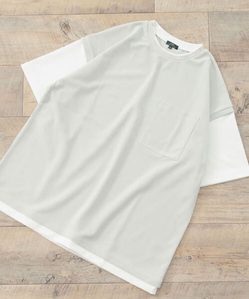 ＊＊URBAN RESEARCH ITEMS / アーバンリサーチ アイテムズ Tシャツ | 『UR TECH ひやサラクール』サーマル フェイクレイヤードTシャツ（GRY×OFF）