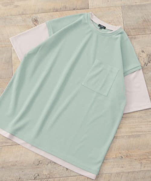 ＊＊URBAN RESEARCH ITEMS / アーバンリサーチ アイテムズ Tシャツ | 『UR TECH ひやサラクール』サーマル フェイクレイヤードTシャツ（GRN×GRGE）