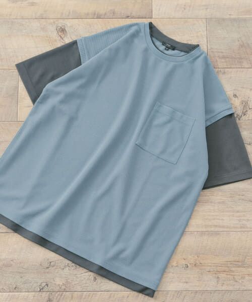 ＊＊URBAN RESEARCH ITEMS / アーバンリサーチ アイテムズ Tシャツ | 『UR TECH ひやサラクール』サーマル フェイクレイヤードTシャツ（BLU×D.GRY）