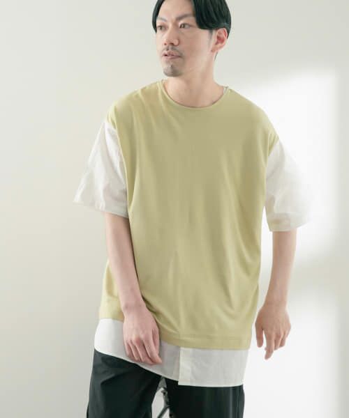 ＊＊URBAN RESEARCH ITEMS / アーバンリサーチ アイテムズ Tシャツ | 布帛切替レイヤードクルーネックトップス（MTD）