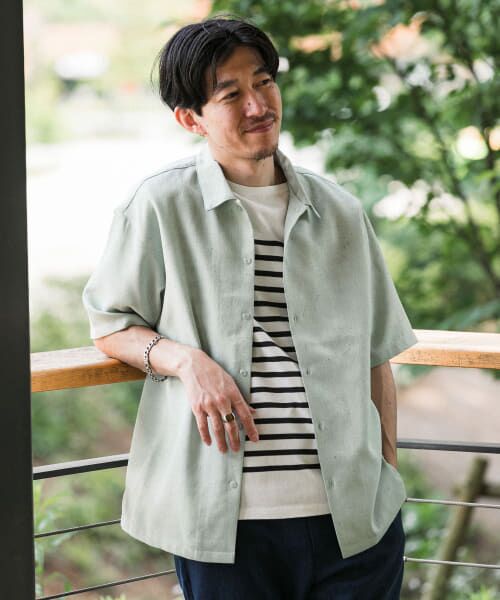 セール】 リネンライク ショートスリーブ ネップシャツ （シャツ