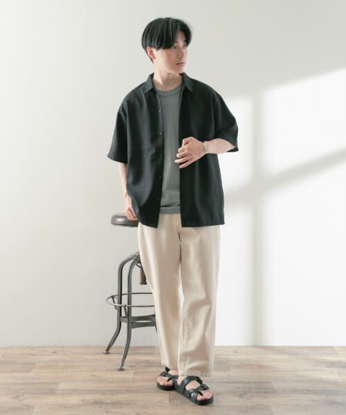 セール】 リネンライク ショートスリーブ ネップシャツ （シャツ