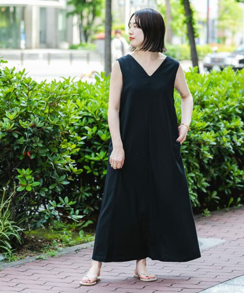 ●古布スクエアーワンピース● 一部店舗限定/UVカット/洗える】タイプライター サック風