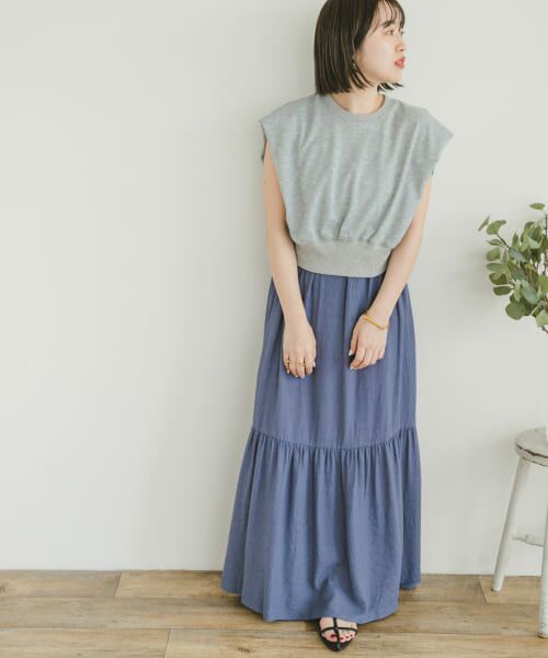 ＊＊URBAN RESEARCH ITEMS / アーバンリサーチ アイテムズ ワンピース | ショートスウェット×キャミワンピース（BLU）