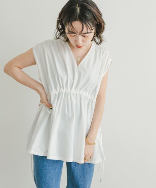 ＊＊URBAN RESEARCH ITEMS / アーバンリサーチ アイテムズ シャツ・ブラウス | ウエストギャザーブラウス（WHT）