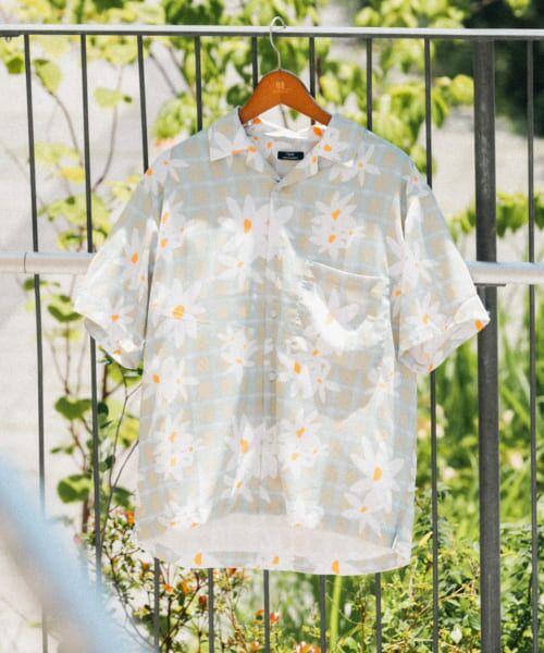 セール】 フラワープリント オープンカラー半袖シャツ （シャツ