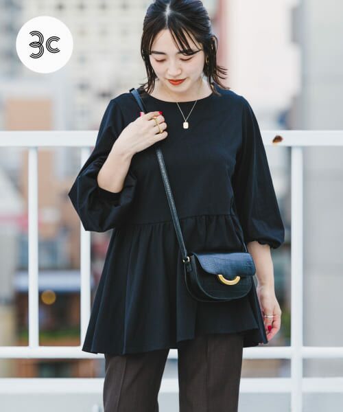 ＊＊URBAN RESEARCH ITEMS / アーバンリサーチ アイテムズ Tシャツ | シルケットライクティアードカットソー（BLK）