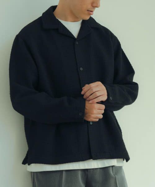 ＊＊URBAN RESEARCH ITEMS / アーバンリサーチ アイテムズ シャツ・ブラウス | ケーブルオープンカラー シャツ（BLK）