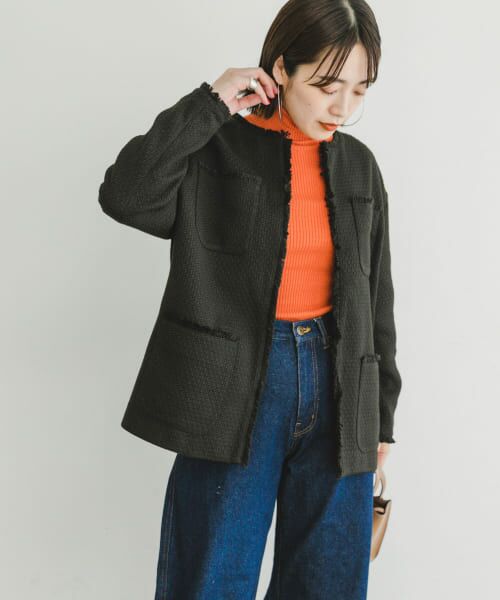＊＊URBAN RESEARCH ITEMS / アーバンリサーチ アイテムズ ノーカラージャケット | ツイードノーカラージャケット（BLK）