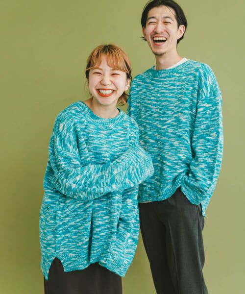 ＊＊URBAN RESEARCH ITEMS / アーバンリサーチ アイテムズ ニット・セーター | 『ユニセックス』カラーメランジクルーネックニット（BLU）