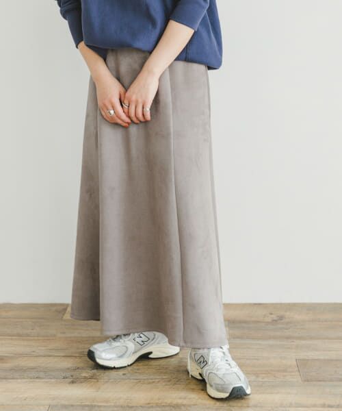 セール】 『静電気防止』フェイクスエードタックフレアスカート