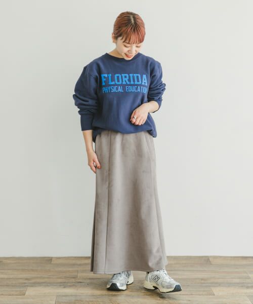 【URBAN RESEARCH】プリーツフレアスカート/スウェード/ブルー/青 URBAN RESEARCH（アーバンリサーチ）の「『UR TECH』スウェード