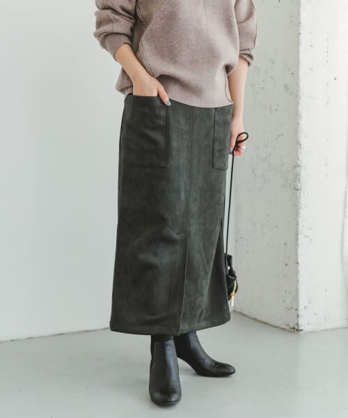 ＊＊URBAN RESEARCH ITEMS / アーバンリサーチ アイテムズ スカート | フェイクスエードタイトスカート（D.BLK）