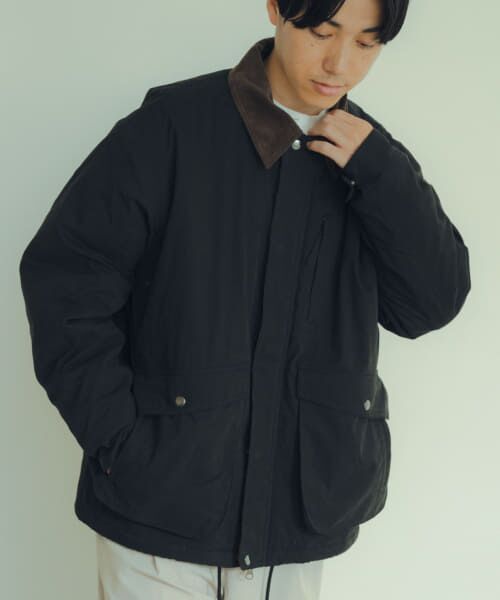 unknown ハンティングジャケット 襟コーデュロイ ブラック コットン Black 襟コーデュロイ ハンティングジャケット【1002T77】 | 【公式