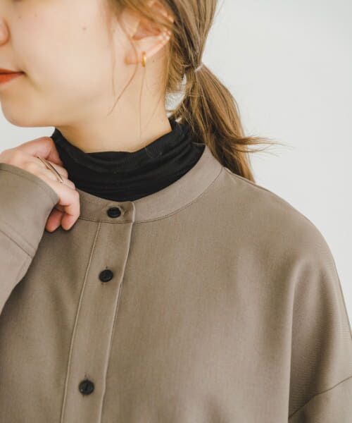 ウールライクツイルバンドカラーブラウス （シャツ・ブラウス