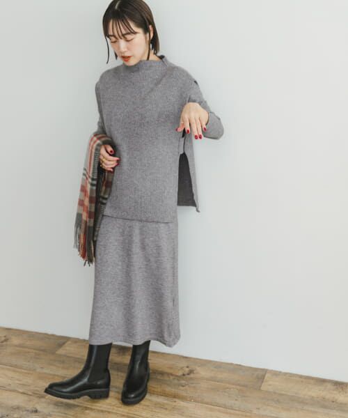 ＊＊URBAN RESEARCH ITEMS / アーバンリサーチ アイテムズ ワンピース | 『洗濯可』ベストセットニットワンピース（GRY）
