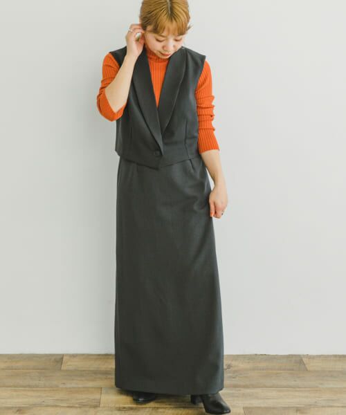 ＊＊URBAN RESEARCH ITEMS / アーバンリサーチ アイテムズ ワンピース | 『セットアップ対応』ウールライクツイルジレセットスカート（CHA）