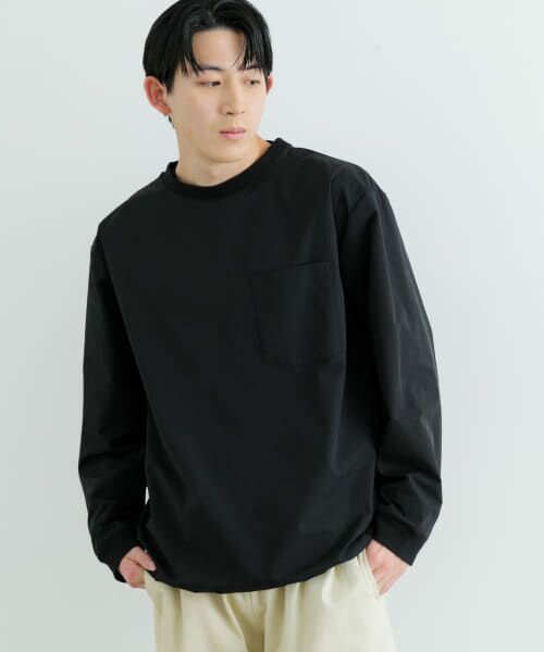 ＊＊URBAN RESEARCH ITEMS / アーバンリサーチ アイテムズ Tシャツ | 撥水×イージーケア 裾ドロストTops（BLK）