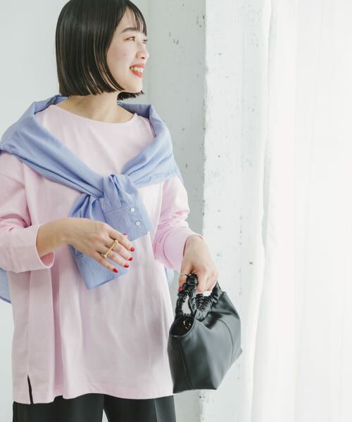 ＊＊URBAN RESEARCH ITEMS / アーバンリサーチ アイテムズ Tシャツ | ボートネックルーズカットソー（L.PNK）