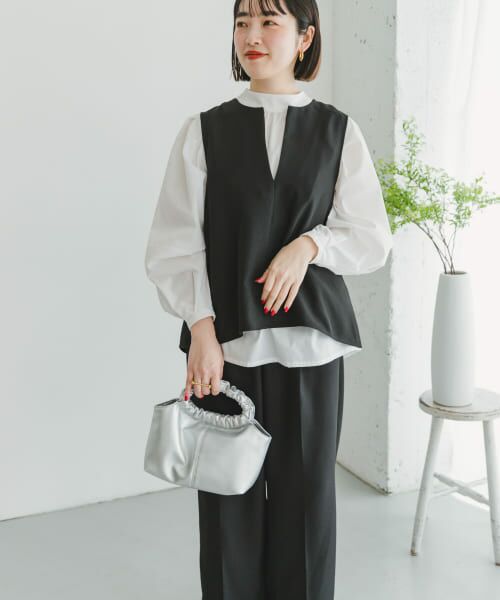 セットアップ ITEMS URBAN RESEARCH ベージュ半袖シャツ L