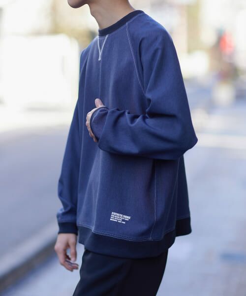＊＊URBAN RESEARCH ITEMS / アーバンリサーチ アイテムズ Tシャツ | 『イージーケア/UVカット』シンセティックデニム コントラストステッチプルオーバー（NVY）