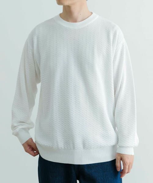 ＊＊URBAN RESEARCH ITEMS / アーバンリサーチ アイテムズ ニット・セーター | クルーネック ジャカードニットプルオーバー（WHT）