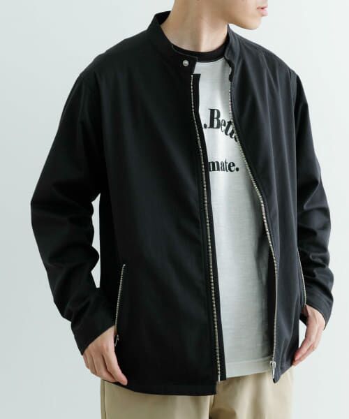 ＊＊URBAN RESEARCH ITEMS / アーバンリサーチ アイテムズ その他アウター | TCストレッチ シングルライダースジャケット（BLK）