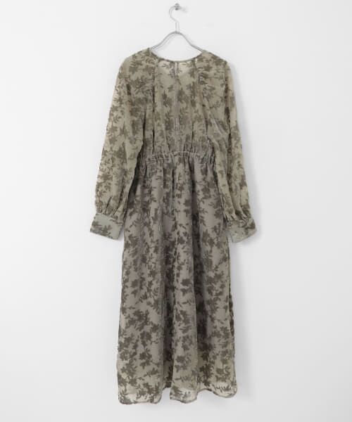 URBANRESEARCH ベロアジャガードVネックワンピース ブラック URBAN