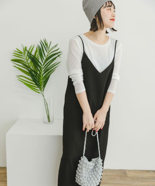 ＊＊URBAN RESEARCH ITEMS / アーバンリサーチ アイテムズ ワンピース | シアークルーネックTシャツ×キャミワンピース（OFF×BLK）