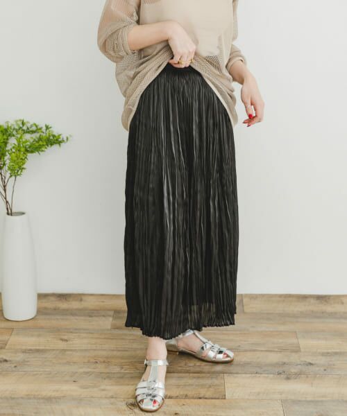 ＊＊URBAN RESEARCH ITEMS / アーバンリサーチ アイテムズ スカート | シャイニープリーツスカート（BLK）