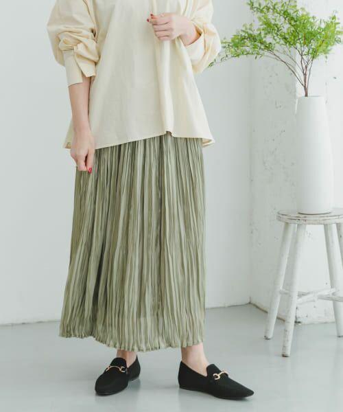 ＊＊URBAN RESEARCH ITEMS / アーバンリサーチ アイテムズ スカート | シャイニープリーツスカート（L.KHK）