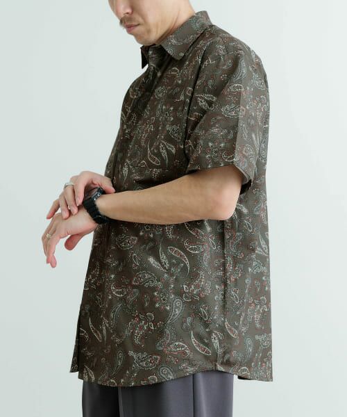 セットアップ　ITEMS URBAN RESEARCH ベージュ半袖シャツ　L セットアップ ITEMS URBAN RESEARCH ベージュ半袖シャツ L