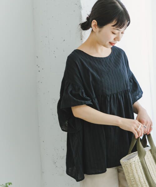 あんバター　#2075　新品　ブラウス　フリーサイズ　黒　３枚 アニュアンス anuans バルーンギャザーブラウス （BLACK